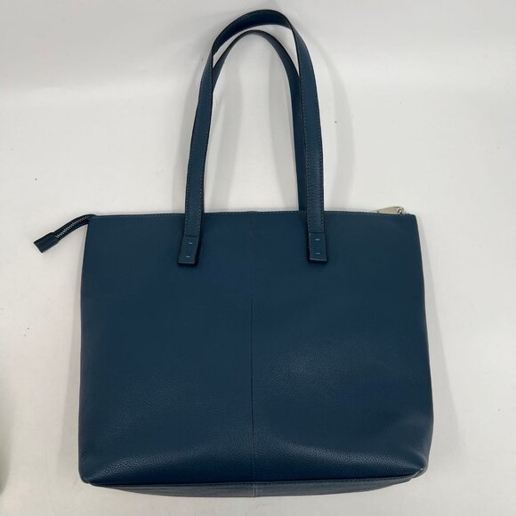 Tahari Blue Zip Leather Tote | New With Tags - Picture 3 of 11